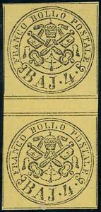 1864 - 4 baj giallo (5A), coppia verticale ... 