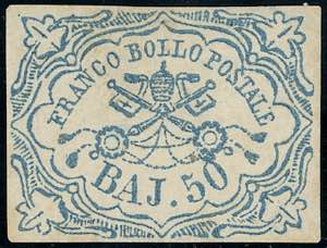 1852 - 50 baj azzurro (10), nuovo senza ... 