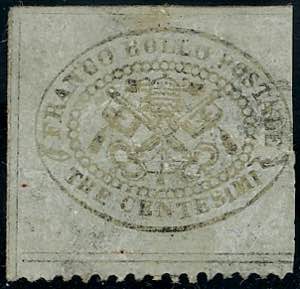 1868 - 3 cent. grigio (24), usato, angolo di ... 