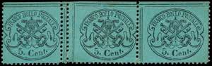 1867 - 5 cent. azzurro verdastro, striscia ... 