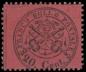 1868 - 20 cent. rosso bruno (27), gomma ... 