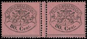 1867 - 80 cent. rosa lillaceo, coppia ... 
