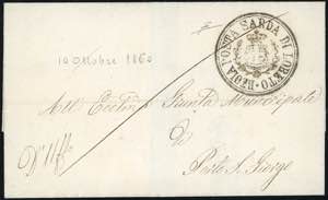 1860 - Sovracoperta di lettera in franchigia ... 