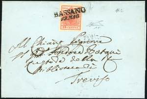 1851 - 15 cent. rosso vermiglio, II tipo, ... 