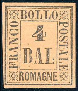 1859 - 4 baj fulvo (5), gomma originale, ... 