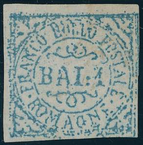 1859 - 1 baj azzurro chiaro (P1), stampa a ... 