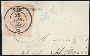 1853 - 40 cent. rosa chiaro (6), angolo di ... 
