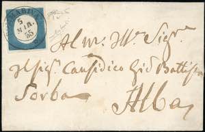 1855 - 20 cent. celeste (8a), bordo di ... 