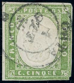 1859 - 5 cent. verde giallo, EFFIGIE ... 