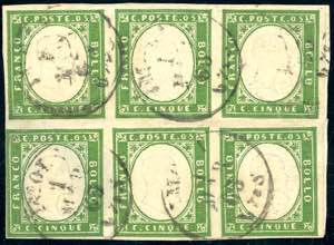1863 - 5 cent. verde (13Ea), eccezionale ... 