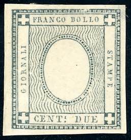1861 - 2 cent. grigio verdastro, senza cifra ... 