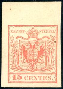 1854 - 15 cent. rosso salmone, III tipo, ... 