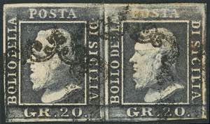 1859 - 20 grana ardesio scuro (13c), coppia ... 
