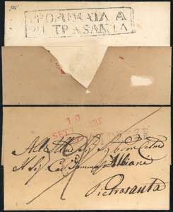 1837 - Lettera prefilatelica, senza testo ... 