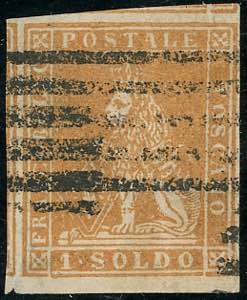 1857 - 1 soldo ocra (11), tre margini ... 