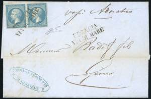 1863 - FRANCIA VIA MARE, punti 7 - 20 cent. ... 