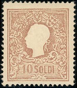 1858 - 10 soldi bruno, I tipo (26), nuovo, ... 