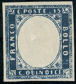 1863 - 15 cent. azzurro grigio scuro tipo ... 