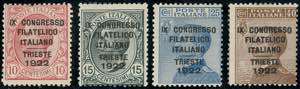 1922 - Congresso Filatelico (123/126), gomma ... 