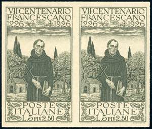 1926 - 5 + 2,50 lire San Francesco, prova ... 