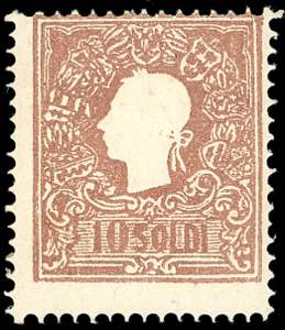 1859 - 10 soldi bruno, II tipo (31), gomma ... 