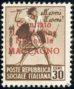 MACCAGNO 1945 - 30 cent. Filigrana corona, ... 