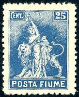 FIUME 1919 - 25 cent. Allegorie, dent. 10 ... 