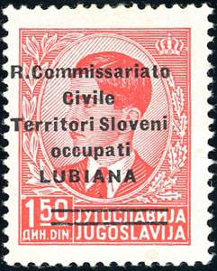 LUBIANA 1941 - 1,50 d. rosso, soprastampa ... 