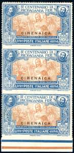 1923 - 1,25 lire Propaganda Fide, striscia ... 