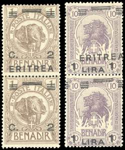1922 - 2 cent. su 1 a., 1 lira su 10 a. ... 