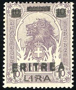 1922 - 1 lira su 10 a. Leoni, doppia ... 