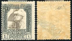 1921 - 1 cent. nero e bruno, Pittorica con ... 