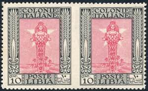 1924 - 10 cent. nero e carminio Pittorica, ... 