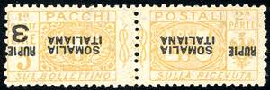 PACCHI POSTALI 1923 - 3 r. su 3 lire giallo, ... 