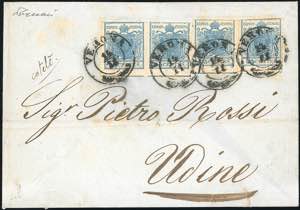 1851 - 45 cent. azzurro, I tipo, carta a ... 