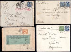 CHINA 1900/1930 - Tre buste, una cartolina e ... 