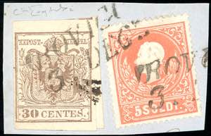 1858 - 15 cent. bruno, III tipo, carta a ... 