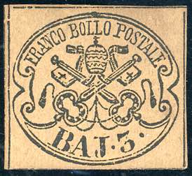 1852 - 3 baj bruno (4Aa), gomma originale, ... 