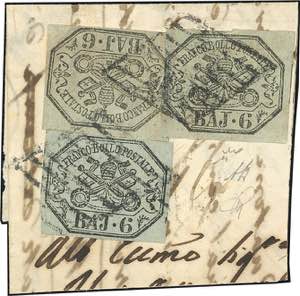 1852 - 6 baj grigio, due esemplari, 6 baj ... 