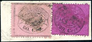 1868 - 80 cent. rosa chiaro, 20 cent. lilla ... 