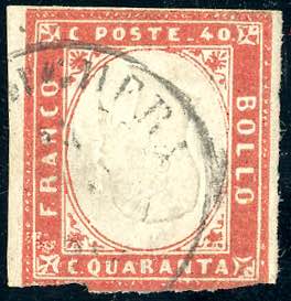 1861 - 40 cent. rosso vermiglio, effigie ... 