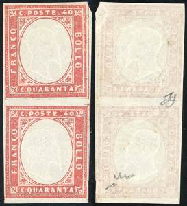 1863 - 40 cent. rosa vermiglio (16F), coppia ... 