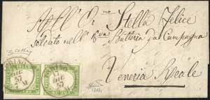 1857 - 5 cent. verde giallo, stampa ... 