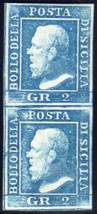 1859 - 2 grana azzurro, II tavola, carta di ... 