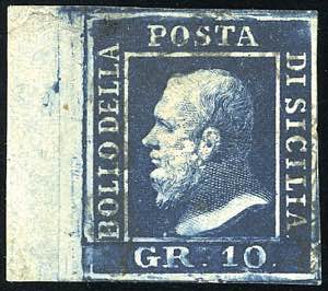 1859 - 10 grana azzurro cupo (12), pos. 51, ... 