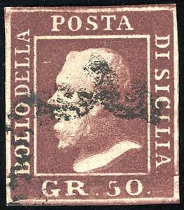 1859 - 50 grana lacca bruno scuro violaceo ... 