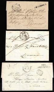 1847/1849 - Tre sovracoperte di lettere ... 