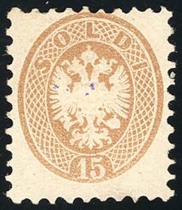 1864 - 15 soldi bruno, dent. 9 1/2 (45), ... 