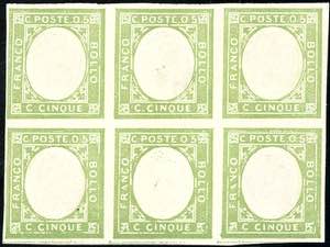 1861 - 5 cent. verde giallo, non emesso, ... 