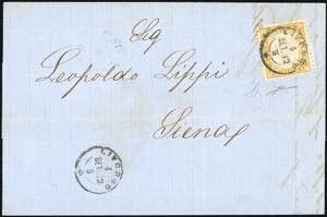 1862 - 10 cent. bistro giallastro (1), bordo ... 